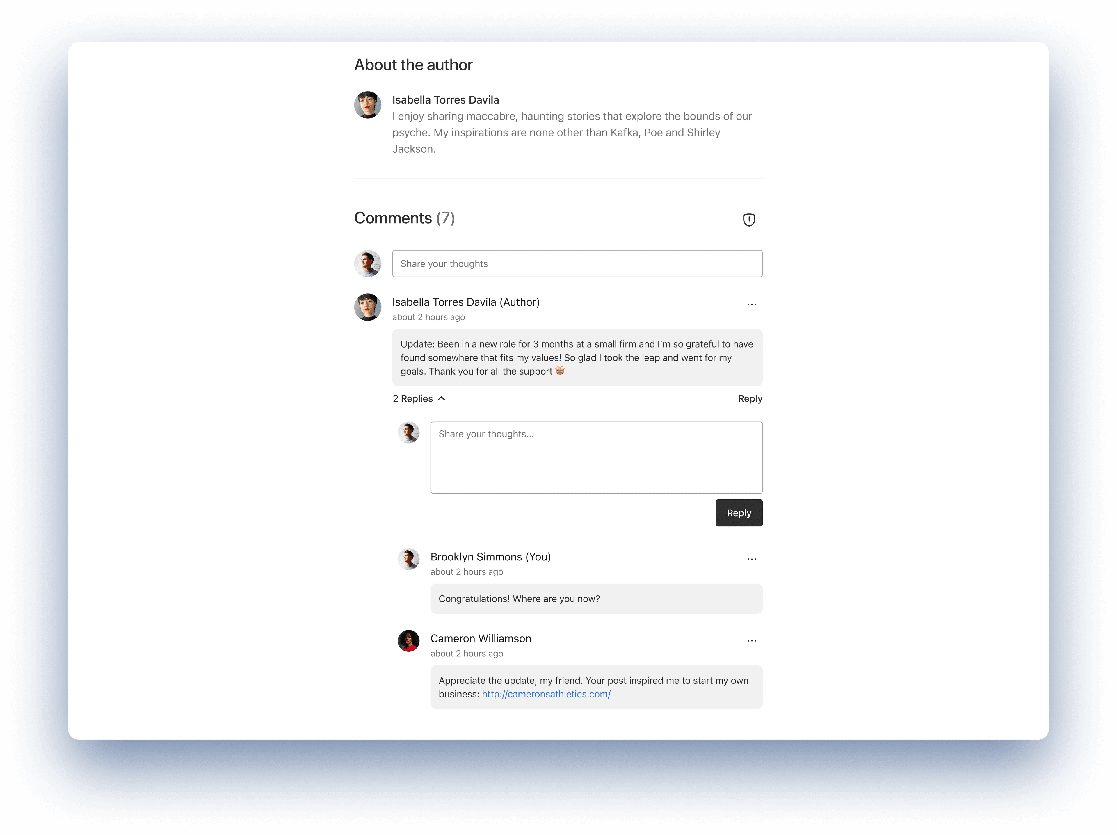 Image showing comments on Vocal, a new feature on stories